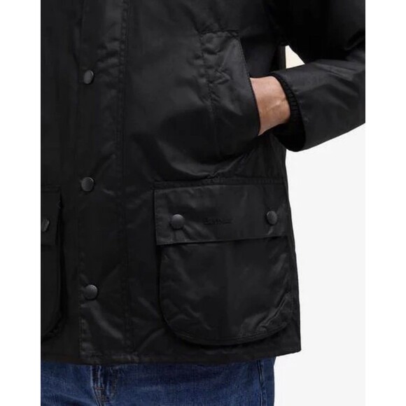 Barbour Bedale Men's Black Waxed Rain Jacket C52 Made In England Retail $415 - Picture 5 of 16